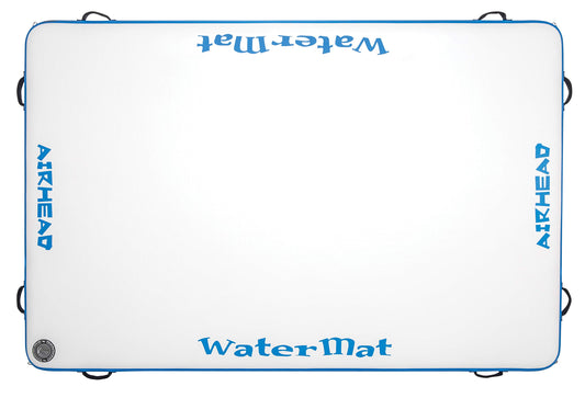 AIRHEAD WATERMAT AIR Inflatable Deck, 8 ft. w Pump, White/Blue
