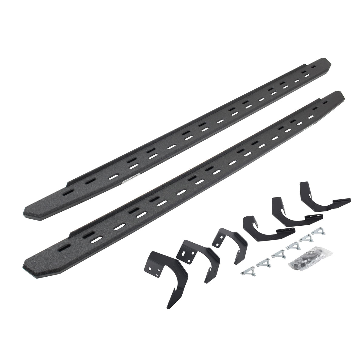 Go Rhino RB30 Slim Running Boards & Brackets | Galvanized Steel, Protective Bedliner Coating | 69620687ST | Fits 2015-2018 Ram 1500 Crew Cab Pickup; 2019-2023 Ram 1500 Classic Crew Cab Pickup