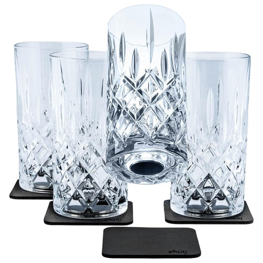 silwy® Magnet-Kristallgläser LONGDRINK 4er Set inkl. Vier wiederverwendbaren Metall-Nano-Gel-Pads - rutschfeste Magnetgläser für Camping, Caravaning und Boating COG: 0 / Price: 119,95