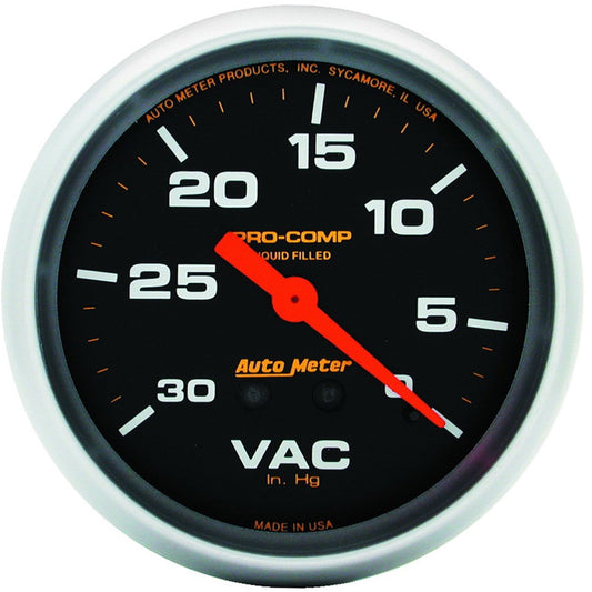 Auto Meter 5484 Pro-Comp Liquid-Filled Mechanical Vacuum Gauge 2.625 in.