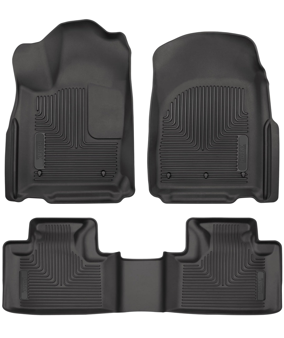 Husky Liners Weatherbeater Floor Mats | Fits 2016 - 2025 Dodge Durango; 2016 - 2021 Jeep Grand Cherokee; 2022 Jeep Grand Cherokee WK | Front & 2nd Row, 3-pc Black - 99151