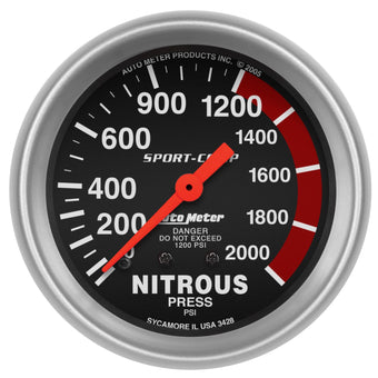 compare product Auto Meter 3428 Sport-Comp Mechanical Nitrous Pressure Gauge,2.625 in.
