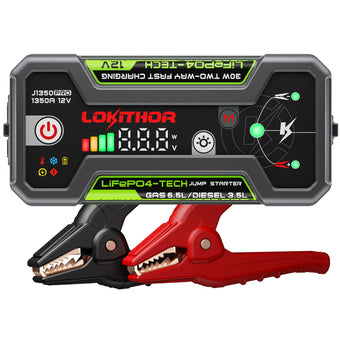 compare product LOKITHOR J1350 PRO Jump Starter with ConnectMax, 1350 Amp LiFePO4 Jump Box for 6.5L Gas and 3.5L Diesel Engines, Car Jumper Starter Portable with 30W Two-Way Fast Charging and More 2000 Cycle Life