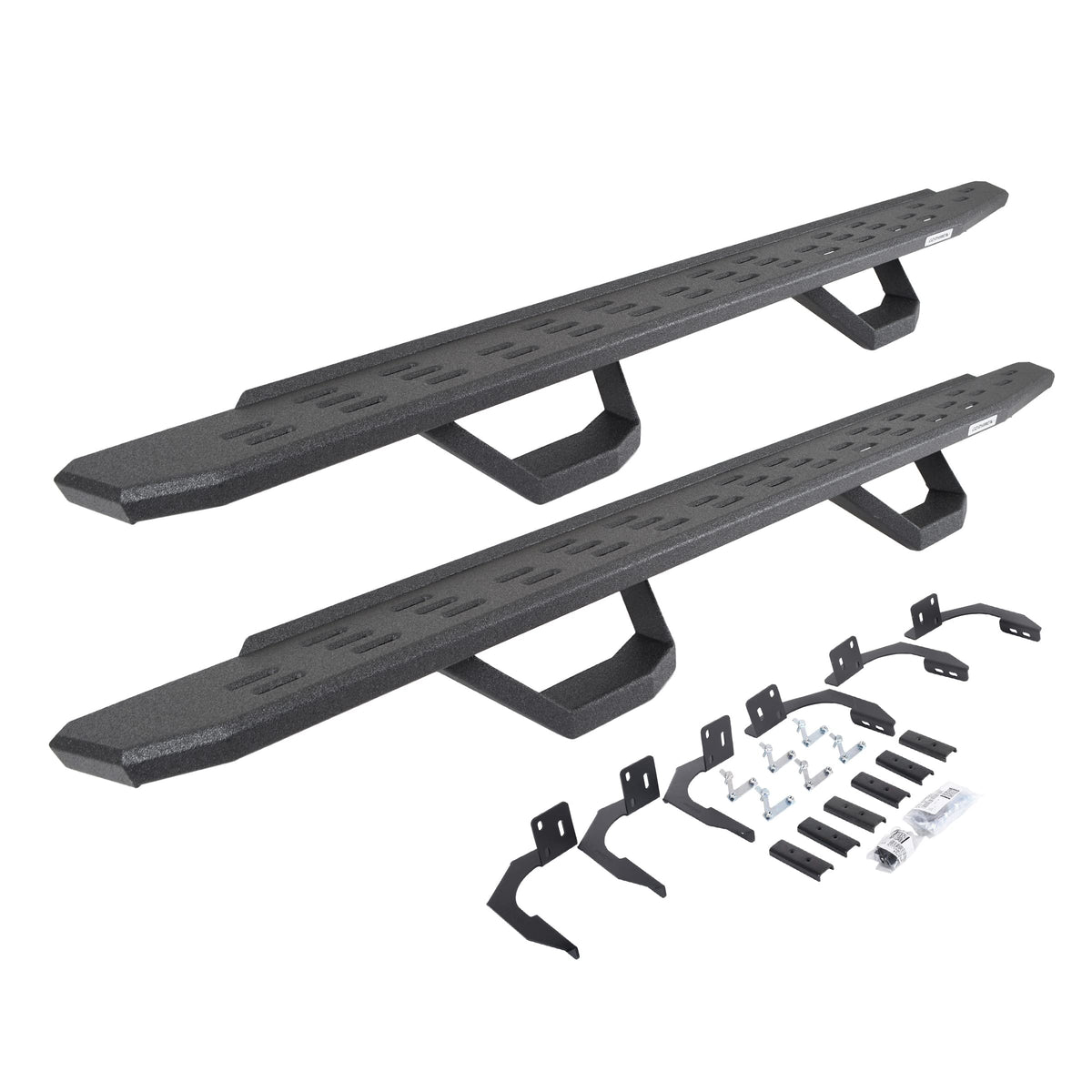 Go Rhino RB30 Running Boards, Brackets, & 2 Pair of Drop Steps | Galvanized Steel, Protective Bedliner Coating | 6960998020T | Fits 2009-2014 RAM 1500 Quad Cab Pickup
