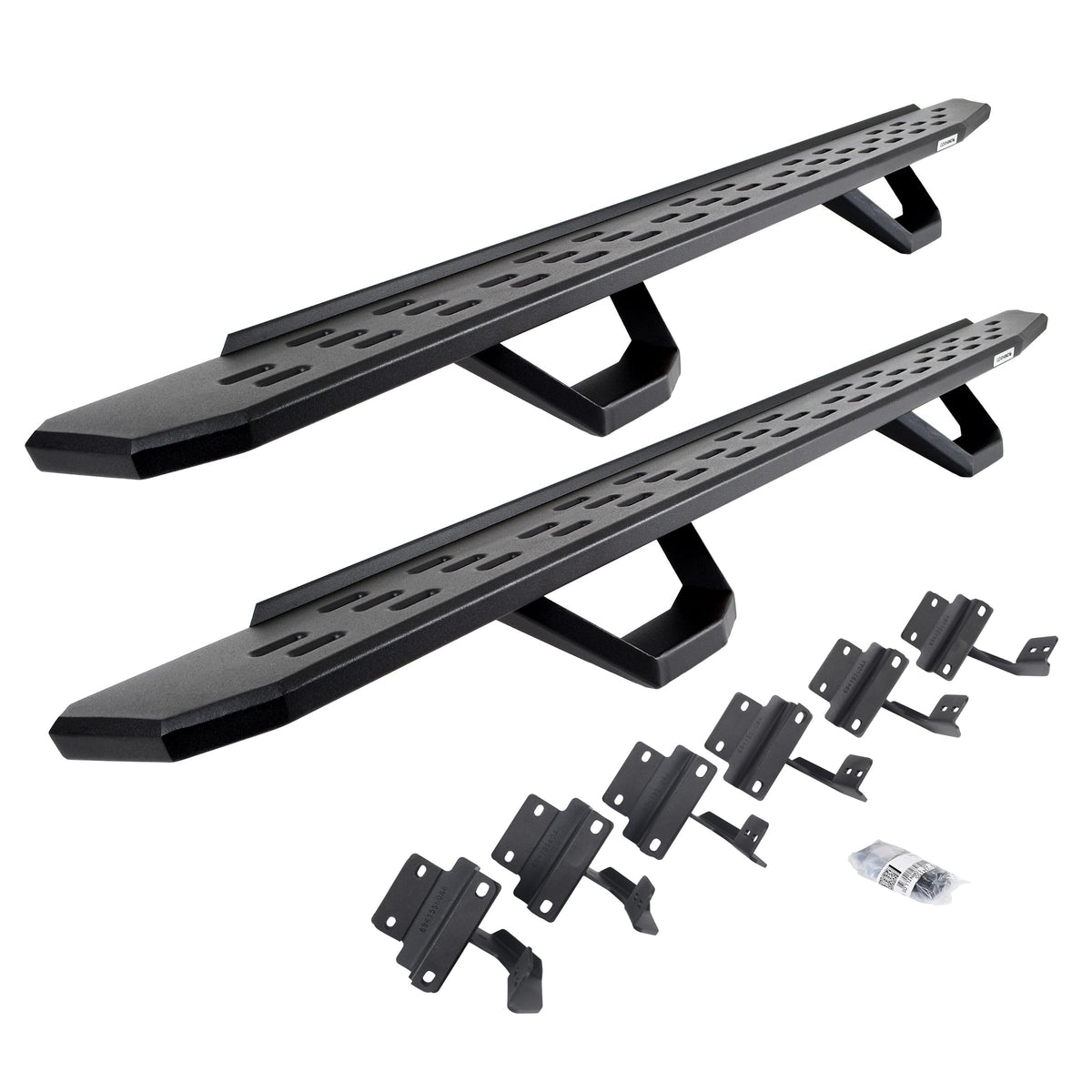 Go Rhino RB30 Running Boards, Brackets, & 2 Pair of Drop Steps | Galvanized Steel, Textured Black | 6961508720PC | Fits 2004-2014 Ford F-150 Super Crew Pickup