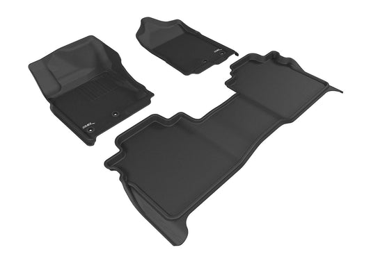 3D MAXpider Custom Fit KAGU Floor Mat (BLACK) Compatible with NISSAN TITAN CREW CAB 2016-2023 - Full Set