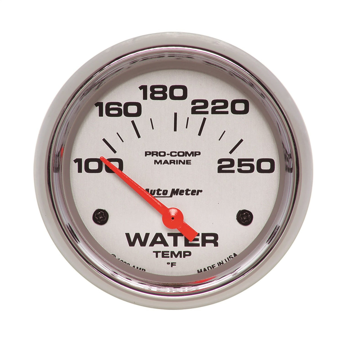 AUTO METER Gauge, Water Temp, 2 5/8", 100-250ºf, Electric, Marine Chrome (200763-35)