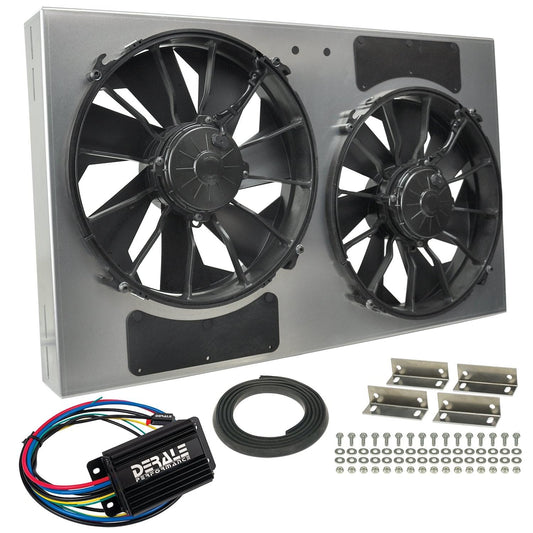 Derale DER66838 Pwm Dual Rad Fan/Aluminum Shroud Assembly