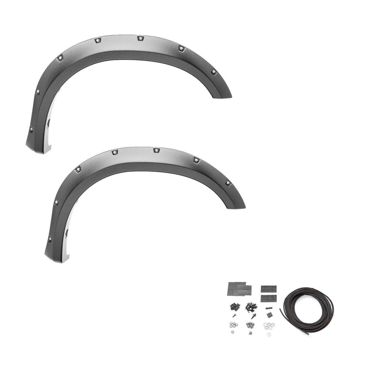 Bushwacker - Pocket/Rivet Style, Front Fender Flares | Fits 2021-2025 Ford F-150 (Excludes Lightning), Black | 2-Pcs. 20135-02