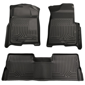 compare product Husky Liners Weatherbeater Floor Mats | Fits 2008-2010 Ford F-250/F-350/F-450 Crew CAB ONLY Without Manual Shifter (Footwell Coverage) | Front & 2nd Row, 3-pc Black - 98381
