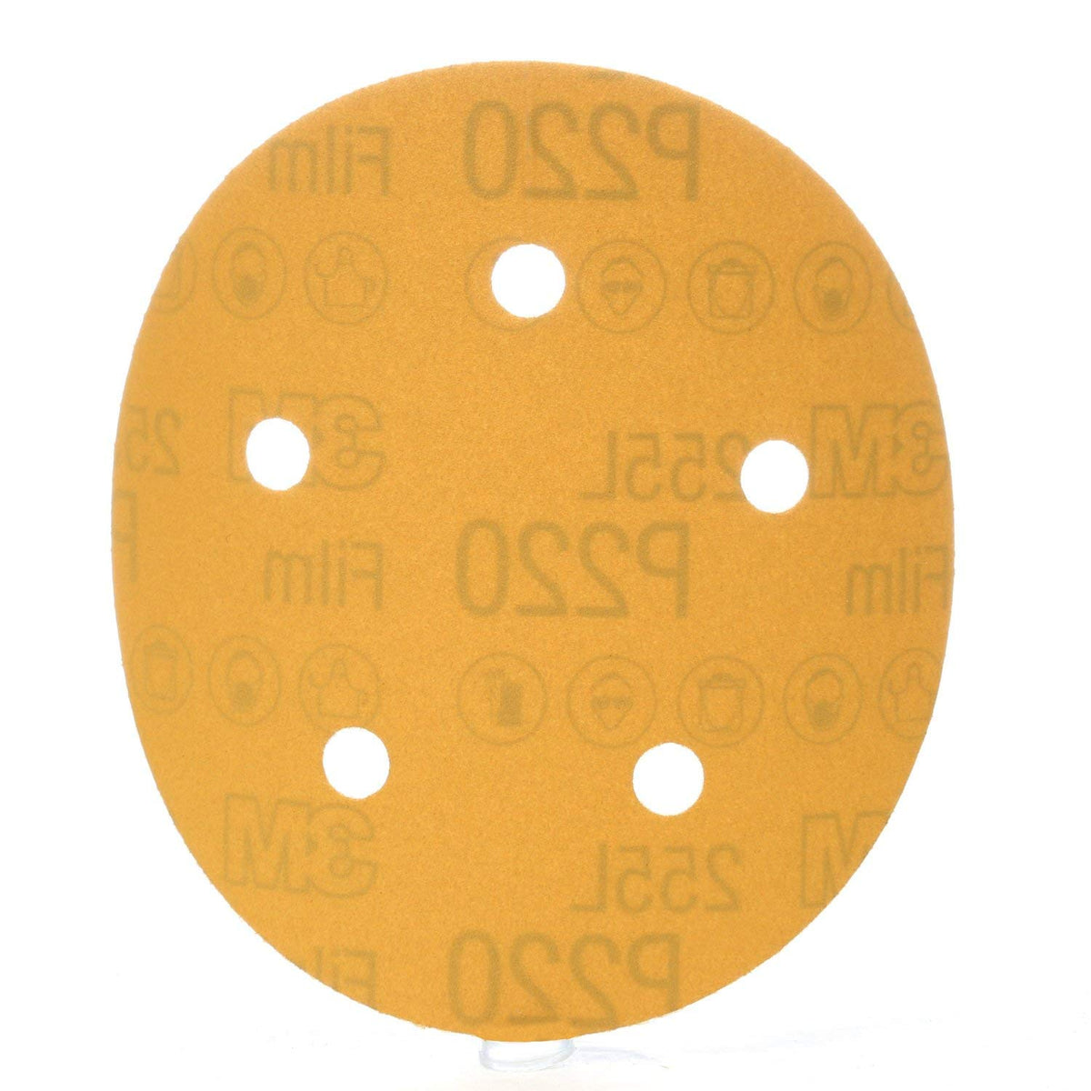3M Hookit Gold Film D/F Disc 255L, Aluminum Oxide, Dry Only, 5" Diameter, P220 Grit, Gold (Pack of 1)