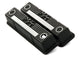 Holley Valve Cover, M/T, Tall, Finned, M/T Logo, Aluminum, Black Wrinkle Paint, Small Block Chevy, Pair