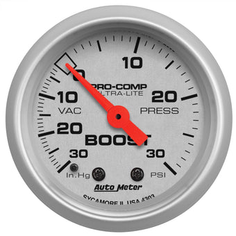 compare product Auto Meter 4303 Ultra-Lite Mechanical Boost/Vacuum Gauge, 2.3125 in.