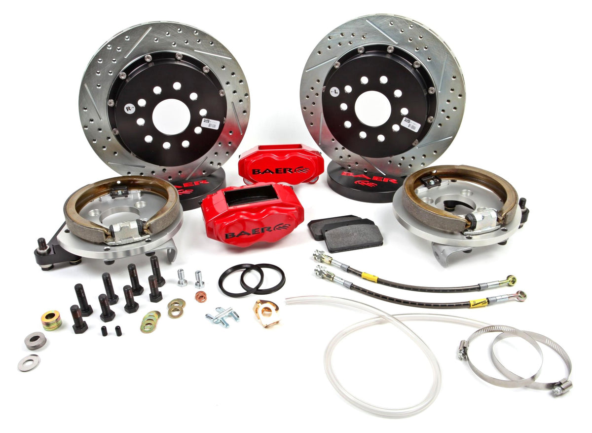 BAER BRAKES 4262250R-BKCZ Brake System (13" Rear SS4+ w/Park Brake Red 65-66 Mustang Orig Standard Bearing Rear), 1 Pack