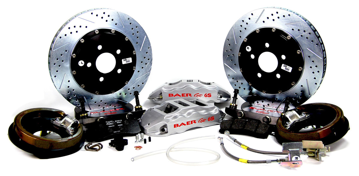 BAER BRAKES 4262339S-BKCZ Brake System (14" Rear Extreme+ w/Park Brake Silver 94-04 Mustang Solid Axle Rears Only), 1 Pack