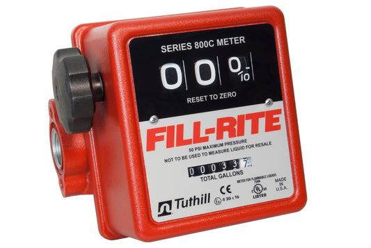 Fill-Rite 807C 3/4" 5-20 GPM 3 Wheel Mechanical Meter, Aluminum, Fuel Transfer Gallon Meter