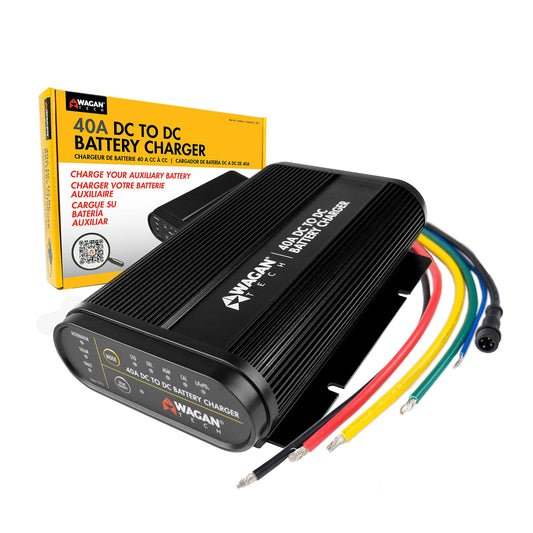 Wagan EL7411 12V 40A DC to DC Battery Charger with Solar Input MPPT Controller for SLA, Flooded, Gel, AGM, Calcium and Lithium, Using Multi-Stage Charging in RVs, Vehicles, Boats and Yachts