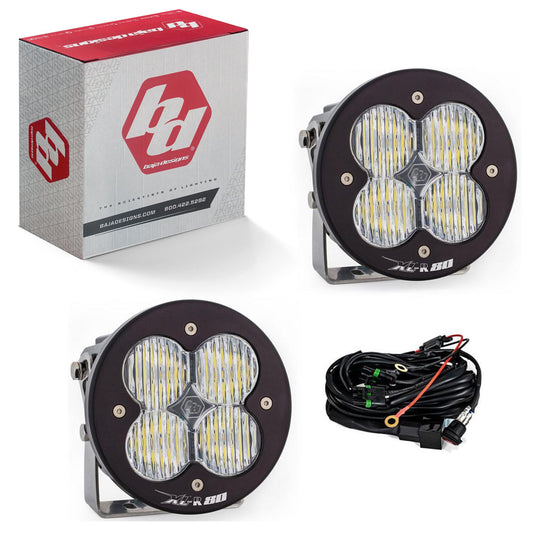 Baja Designs XL-R 80 LED Light Pod Pair for Off Road - 2 PCS LED with Wiring Harness (Wide Cornering; Clear)