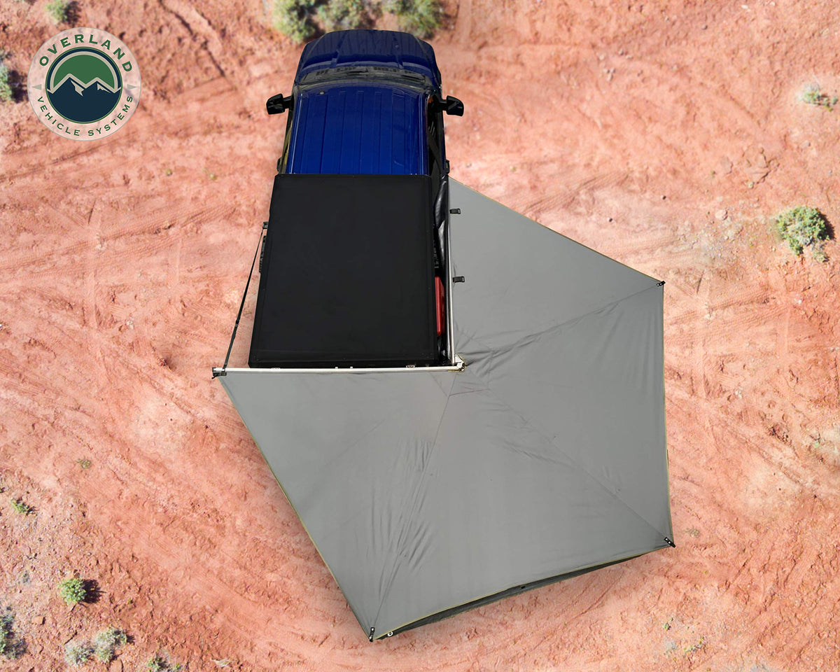 Overland Vehicle Systems 19569907 HD Nomadic 270 LT Awning Passenger Side | 80 Sq Ft of Coverage | Dark Gray Fabric with Travel Cover Included | Twist and Lock Technology | Weather-Resistant