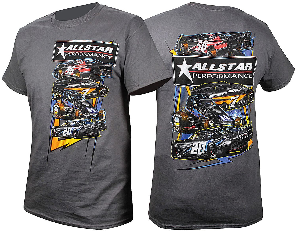 Allstar T-Shirt - Charcoal Gray - Allstar Circle Track Design - X-Large - Each