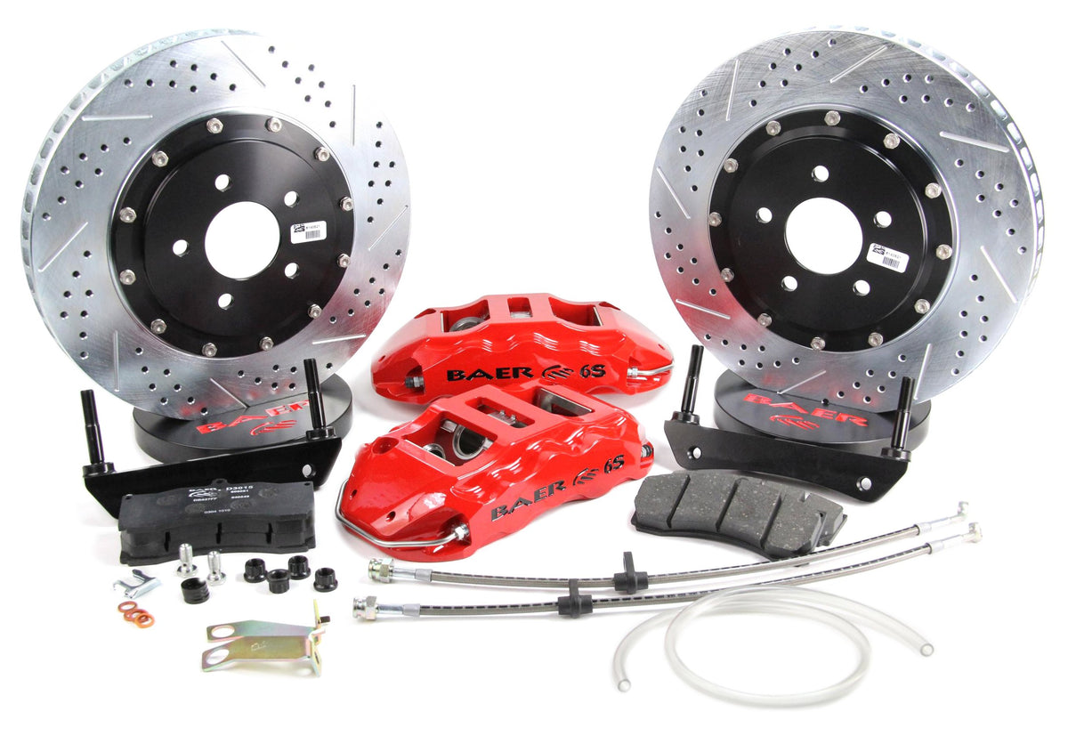 BAER BRAKES 4302125R-BKCZ Brake System (14" Rear Extreme+ w/Park Brake Red 65-82 GM/RideTech Y Body Stock Disc Trailing Arms Only), 1 Pack
