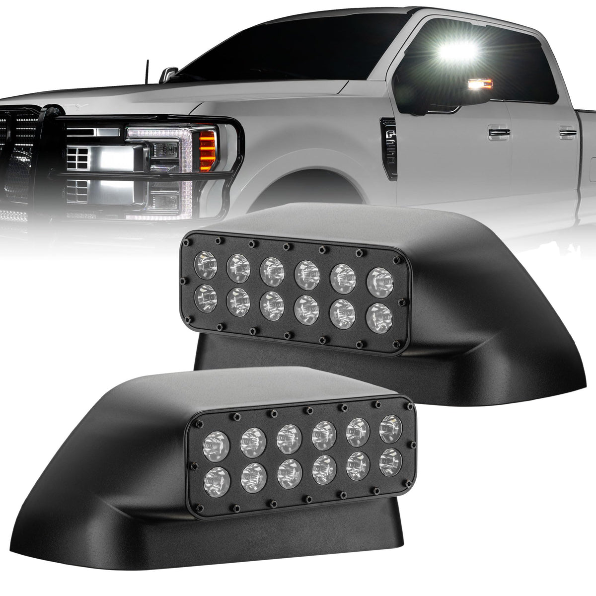ORACLE Lighting LED Off-Road Side Mirror Caps for 2017-2022 Ford Super Duty F-250/350/450/550