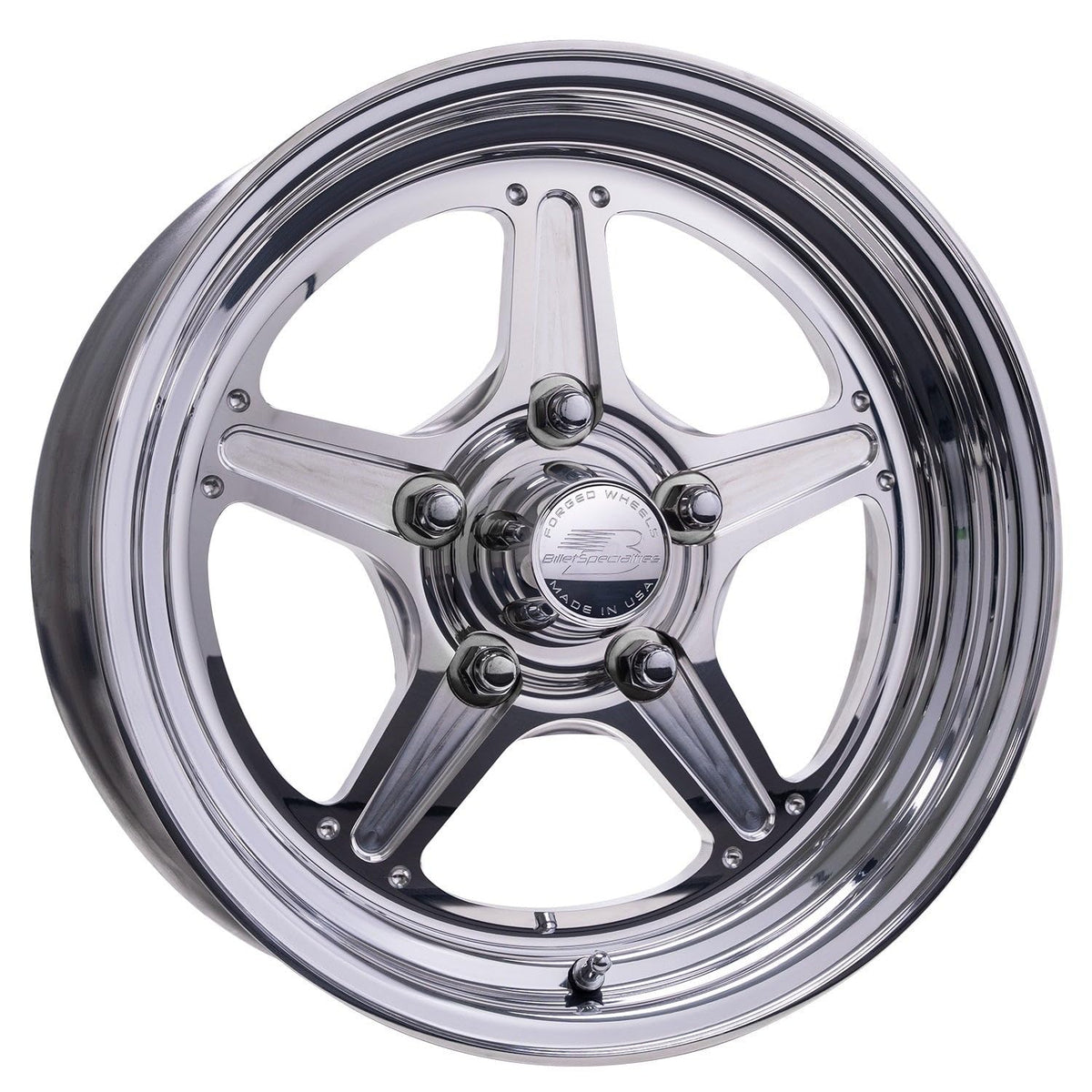 BILLET SPECIALTIES RS23560L6135 Wheel - Street Lite - 15 x 6 in - 3.500 in Backspace - 5 x 4.75 in Bolt Pattern - Aluminum - Polished/Machined Center - Polished Lip - Each
