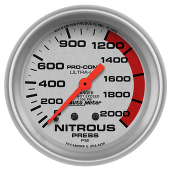 compare product Auto Meter 4428 Ultra-Lite Mechanical Nitrous Pressure Gauge,2.625 in.