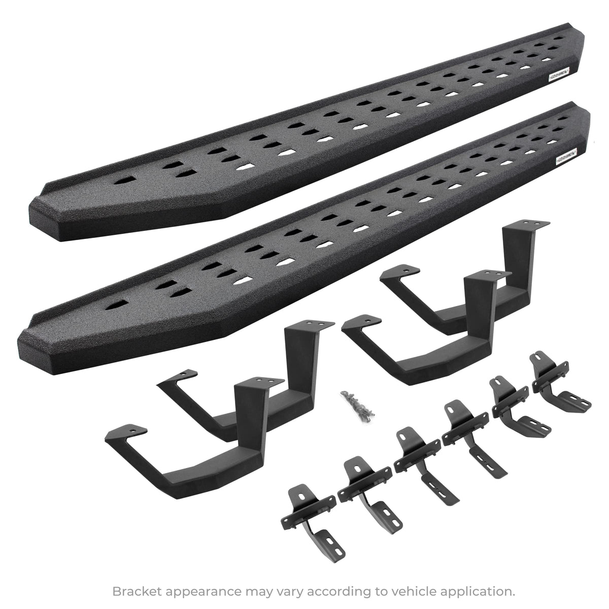 Go Rhino RB20 Running Boards, Mounting Brackets, & 2 Pair of Drop Steps | Galvanized Steel, Protective Bedliner Coating | 6940488020T | Fits 2019-2025 Chevrolet Silverado/GMC Sierra (See Description)