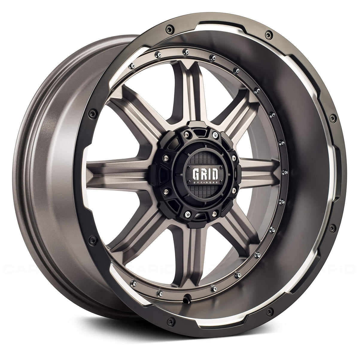 Grid Off-Road GD10 Custom Wheel - 17x9, 0 Offset, 5x150 Bolt Pattern, 110.3mm Hub - Matte Antracite with Black Lip Rim