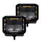 Go Rhino Xplor Lighting: Blackout Combo Series 4x3 LED Cube Sideline Flood Lights (Pair) | Surface Mount (Threaded Stud Mount) Aluminum, Black | 750700322FCS