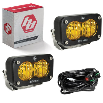 compare product Baja Designs S2 Pro Black LED Auxillary Light Pods Pair - 2 PCS LED with Wiring Harness (Wide Cornering; Amber)