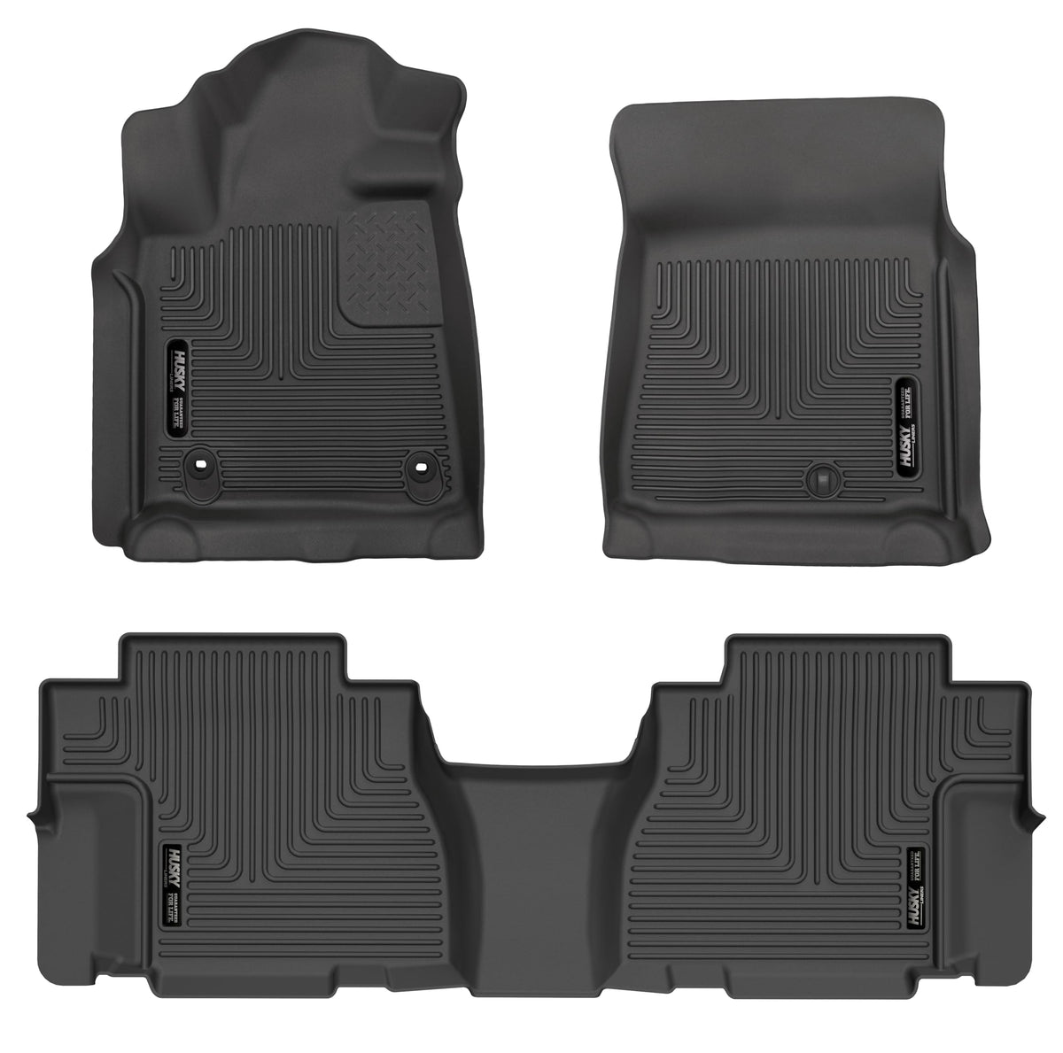 Husky Liners Weatherbeater Floor Mats | Fits 2012-2022 Toyota Sequoia w/Out 2nd Seat Console ONLY | Front & 2nd Row, 3-pc Black - 95101
