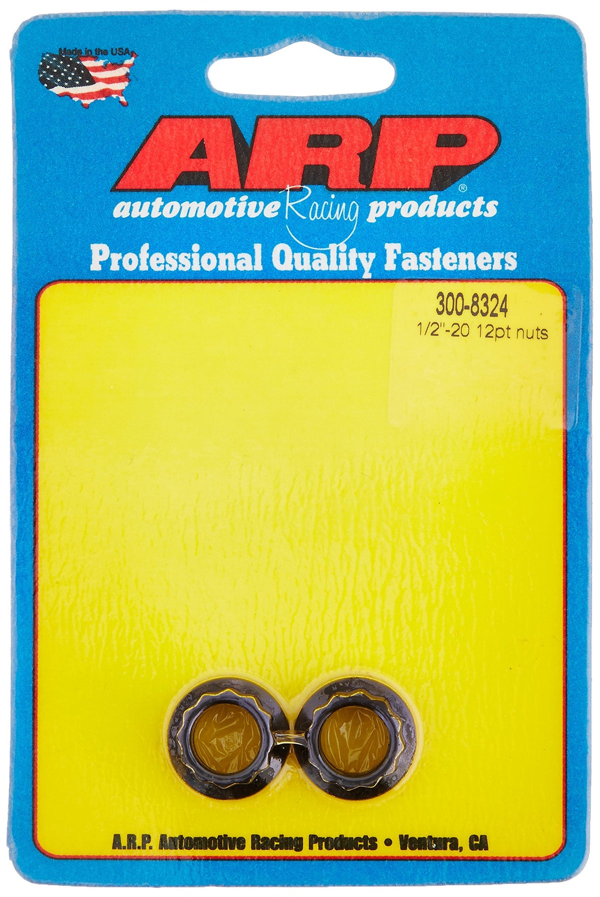 ARP 3008324 Stainless Steel 12-Point Nuts, Package Of 2, With 1/2-20 Thread Size And 9/16 Socket Size