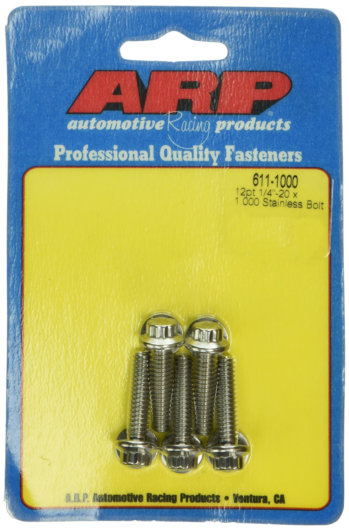 ARP - 1/4-20 x 1.000 12pt SS Bolts (611-1000), Black
